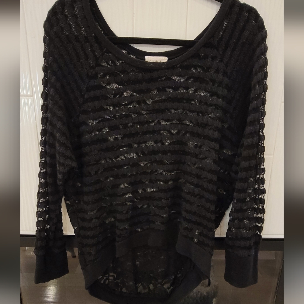 Womens Crystal K L/S Sheer Sweater Size M